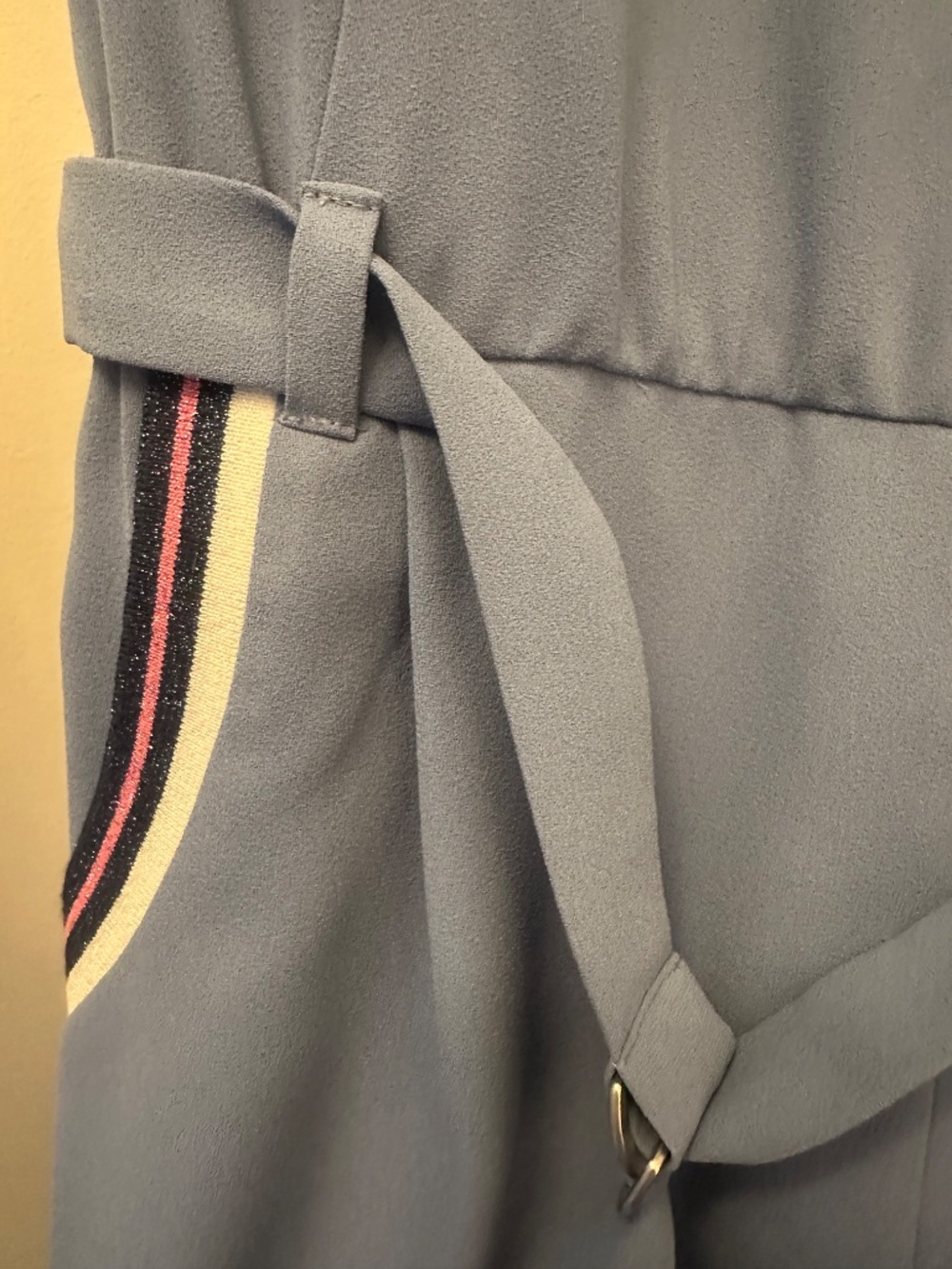 Stunning Custom-Made Blue Crepe Jumpsuit — Size XS - Picture 7 of 16